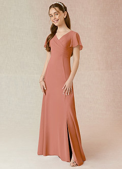 Azazie Induh Junior MAI TAI A-Line Ruched Chiffon Dress image1