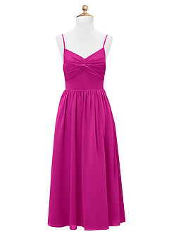 Azazie Zeya Junior Fuchsia A-Line Chiffon Dress image7