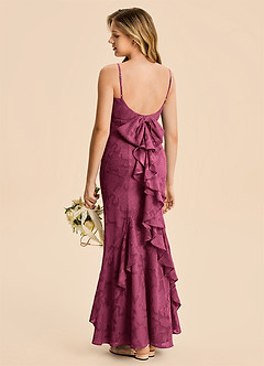 Azazie Lioren Junior Mulberry Mermaid Ruched Floral Burnout Dress image1