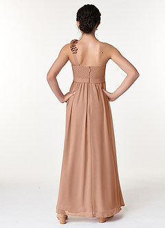 Azazie Flower Junior Robe Trapèze en Mousseline de soie Plissée Champagne Rosé image2