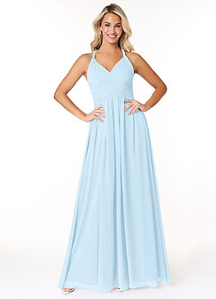 Azazie Ashia Bridesmaid Dresses Sky Blue A-Line Pleated Chiffon Dress image1