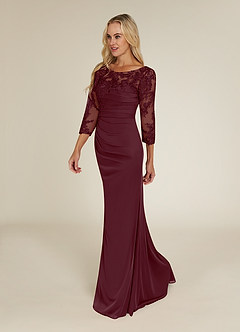 Azazie Alisondra Abiti per la Madre della Sposa Abito Tubino in Pizzo in Pizzo con Scollo a U Cabernet image3