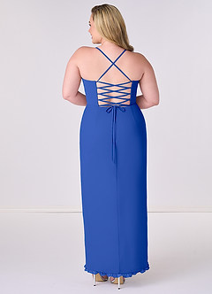Barbie ♥ Azazie Bridesmaid Dresses Royal Blue Sheath Corset Chiffon Dress image7