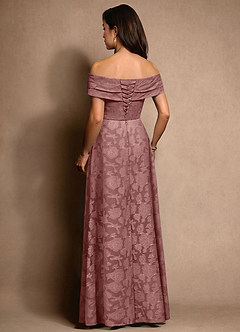 Azazie New Britain Abiti per la Madre della Sposa Abito A-Line in Burnout Floreale Plissettato Rosa Polverosa image3