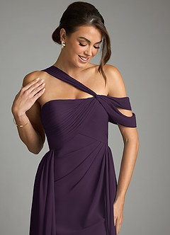 Azazie Kassandra 신부 들러리 드레스 A라인 오프 더 숄더 쉬폰 바닥 길이 드레스 image2