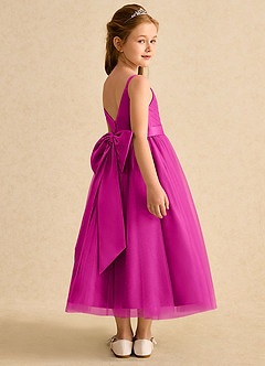 Azazie Patootie vestidos de niña de las flores Vestido de Fucsia de Tul de Corte En A con Tirante Espagueti image2