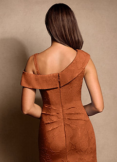 Azazie Hamptons Mother of the Bride Dresses Burnt Orange A-Line Pleated Floral Burnout Dress image7