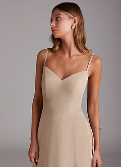 Azazie Marley Bridesmaid Dresses Taupe A-Line Off the Shoulder Chiffon Convertible Dress image7