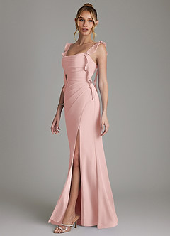 Azazie Jessamine Brautjungfernkleider Meerjungfrau-Linie Korsett Chiffon Kleid Puderrosa image5