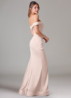 Azazie Everly Bridesmaid Dresses Blushing Pink Mermaid Off the Shoulder Stretch Satin Convertible Dress image4