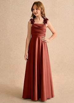 Azazie Rosita Girls Formal Flower Girl Klänningar Klä A-Line i Stretch Satin Plisserad image4