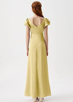Azazie Omari Junior Lemon Sorbet A-Line Pleated Stretch Satin Dress image7