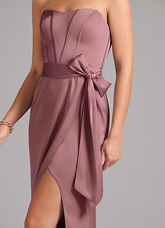 Azazie Jamie Bridesmaid Dresses Vintage Mauve A-Line Strapless Stretch Satin Convertible Dress image7