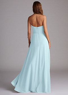Azazie Wren Bridesmaid Dresses Cloud Blue A-Line Side Slit Chiffon Convertible Dress image4