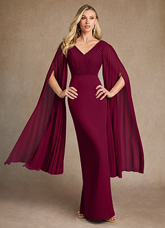 Azazie Ellsworth Kleider für die Brautmutter Spalte Plissee Stretch-Krepp Kleid Burgunderrot image2