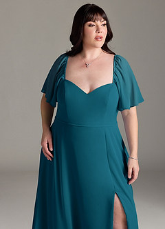 Azazie Chloe Bridesmaid Dresses Ink Blue A-Line Sweetheart Neckline Chiffon Dress image12
