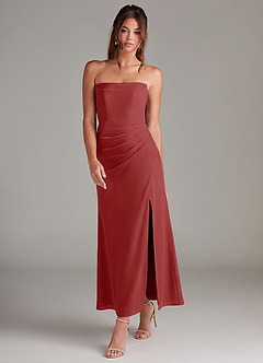 Azazie Leonis Bridesmaid Dresses Rust Mermaid Strapless Chiffon Convertible Dress image7