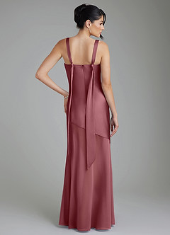 Azazie Piper Robes de demoiselle d'honneur Robe Sirène en Satin extensible Plissée Rose Du Désert image10