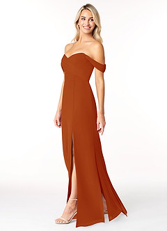 Azazie Joretta Final Sale Paprika A-Line Off the Shoulder Chiffon Convertible Dress image4
