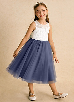 Azazie Lina Flower Girl Dresses Ivory Stormy Ball-Gown Lace Dress image4