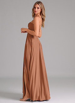 Azazie Akiko Robes de demoiselle d'honneur Robe Trapèze en Satin extensible Encolure en Forme de Cœur Bronze image7