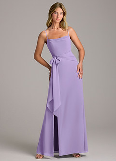 Azazie Tahlia Bridesmaid Dresses Lilac A-Line with Belt Chiffon Dress image1