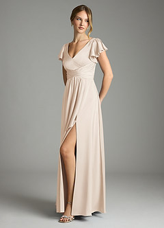 Azazie Omari Bridesmaid Dresses White Alabaster A-Line Stretch Satin Dress image4