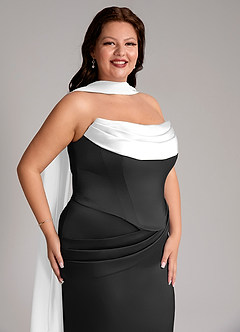 Azazie Sorrel Bridesmaid Dresses Ivory Black Mermaid Strapless Stretch Satin Convertible Dress image10