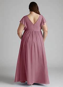 Azazie Zella Bridesmaid Dresses Vintage Mauve A-Line Lace Chiffon Dress image10