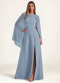 front Azazie Matching Long Flowing Chiffon Cape