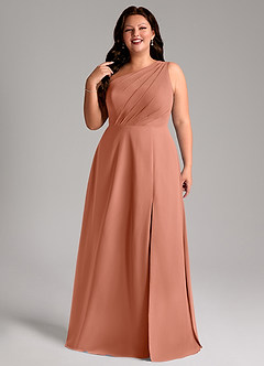 Azazie Phaedra Bridesmaid Dresses MAI TAI A-Line One Shoulder Chiffon Dress image13
