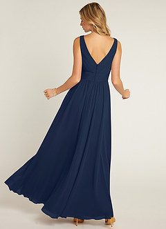Azazie Pierrette Bridesmaid Dresses Dark Navy A-Line Pleated Chiffon Dress image2