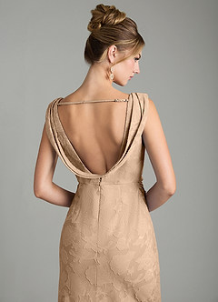 Azazie Kieryn Bridesmaid Dresses Champagne Mermaid Pleated Floral Burnout Dress image8