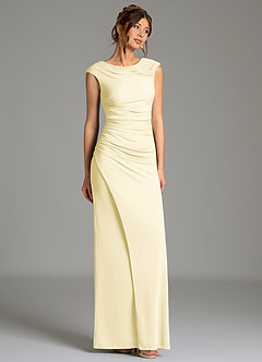 Azazie Chantal Robes de demoiselle d'honneur Robe Sirène en Jersey extensible de qualité supérieure Plissée Sorbet Citron image3