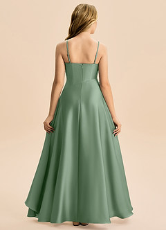 Azazie Eirlys Junior Robe Trapèze en Satin extensible Plissée Matcha image2