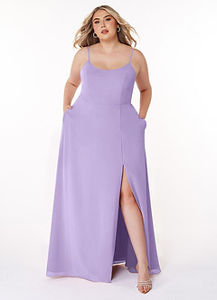 Azazie Moira Bridesmaid Dresses Lilac A-Line Scoop Chiffon Dress image8