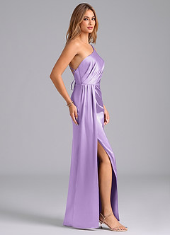 Azazie Naria Brautjungfernkleider Etui One-Shoulder Stretch-Satin Kleid Flieder image4