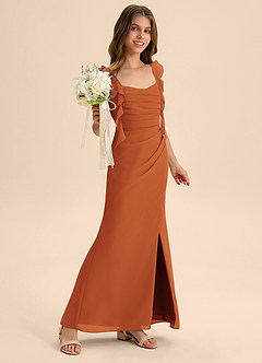 Azazie Jessamine Junior Cinnamon Mermaid Sweetheart Neckline Chiffon Dress image4