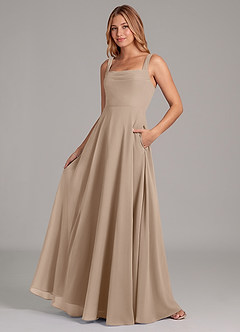 Azazie Shaude Brautjungfernkleider A-Linie Plissee Chiffon Kleid Taupe image4