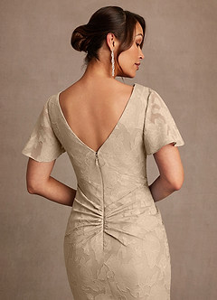Azazie Jolene Mother of the Bride Dresses Champagne Mermaid Pleated Floral Burnout Dress image6