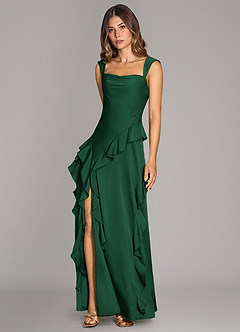 Azazie Sloane Bridesmaid Dresses Dark Green A-Line Sweetheart Neckline Stretch Satin Dress image4