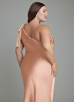 Azazie Yuanna Robes de demoiselle d'honneur Robe Sirène en Satin extensible Asymétrique Or Rose image14