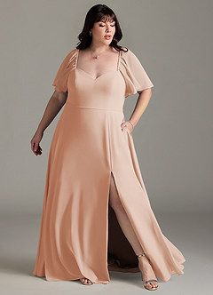 Azazie Chloe Bridesmaid Dresses English Rose A-Line Sweetheart Neckline Chiffon Dress image9