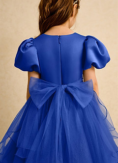 Azazie Cocoa Flower Girl Dresses Royal Blue Ball-Gown Pleated Tulle Dress image9