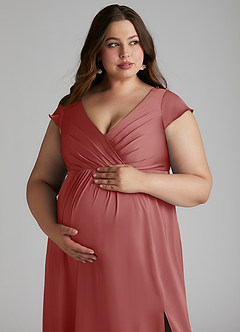 Azazie Allessia Abiti da damigella d'onore premaman Abito A-Line Plissettato Raso Elasticizzato Floor-Length image13