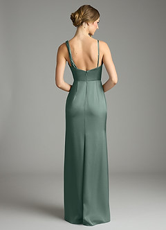 Azazie Samara Vestidos de damas de honor Vestido de Musgo Marino de Satén Elástico de Corte Sirena con Plisado image2