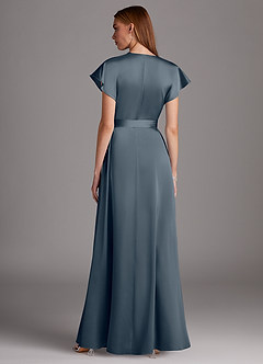 Azazie Nico Bridesmaid Dresses Twilight A-Line V-Neck Stretch Satin Dress image3