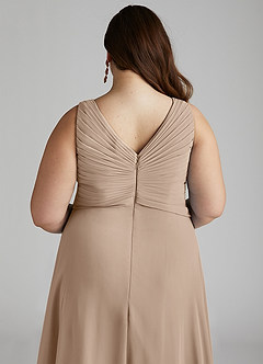 Azazie Flora Bridesmaid Dresses Taupe A-Line Pleated Chiffon Dress image14