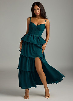 Azazie Kaiden Bridesmaid Dresses Pine A-Line Sweetheart Neckline Chiffon Dress image5