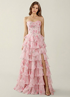 Samara Pink Ruffled A-Line Prom Dress image6